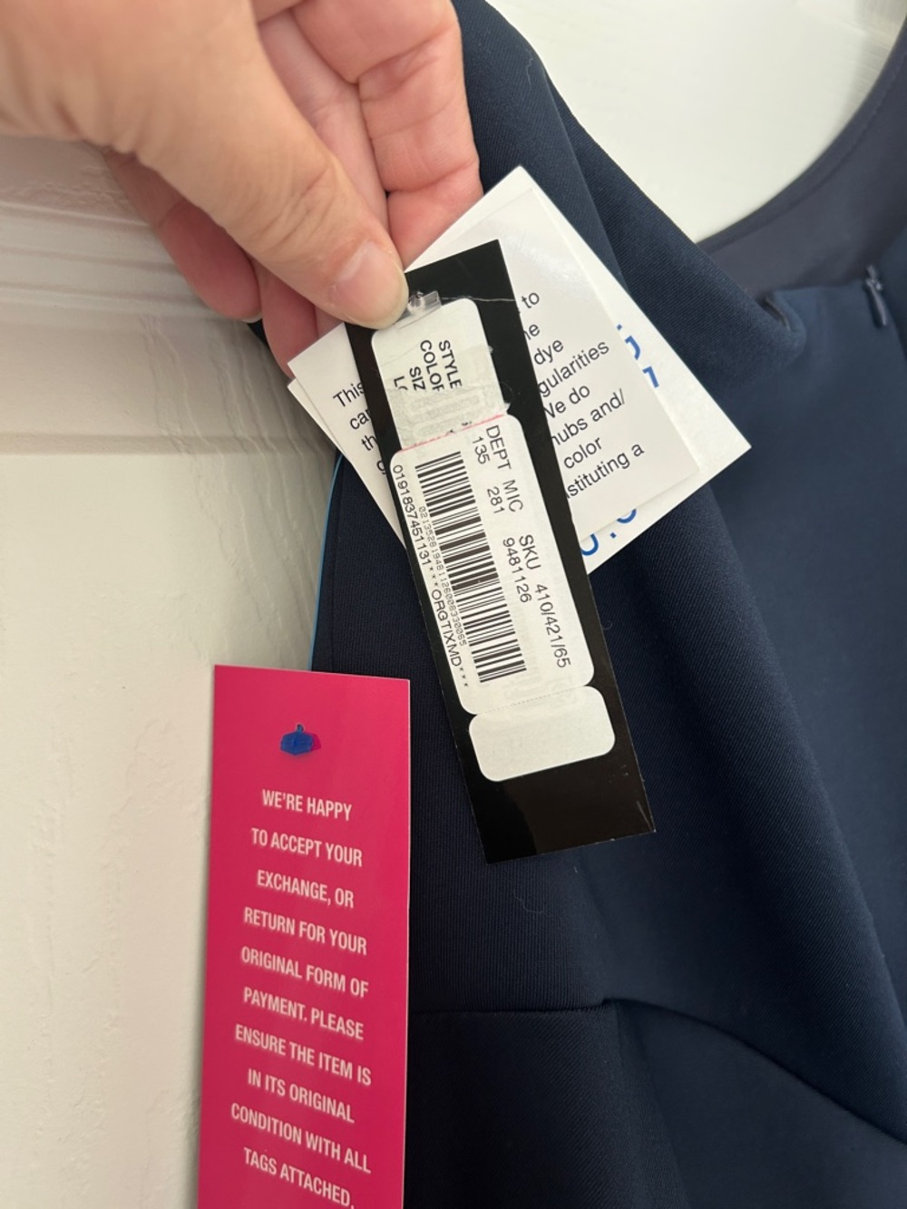 Xscape One-Shoulder Navy Ruffle Column Gown - Picture 10 of 11